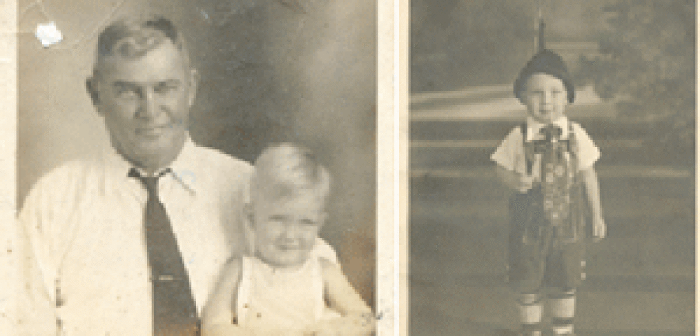 Left: Albert Eckardt, with Ted -- 1936 Right: Ted, in lederhosen