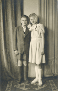 Ted, around 10 and sister, around 12, in U.S.