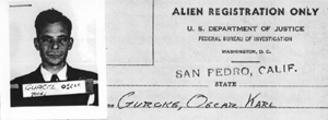 Alien registration form for Karl Oscar Gurcke, with photograph
