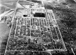 aerial view of internment camp