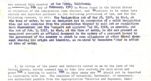 Arrest Warrant, 2 February 1947