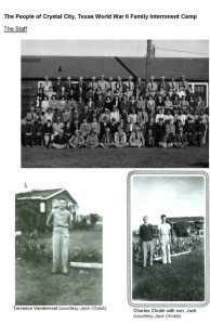 3 photos of staff of Crystal City, TX Internment Camp