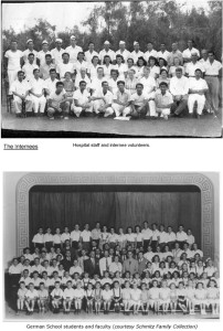 photo 1: hospital staff and internee volunteers photo 2: German School students and faculty
