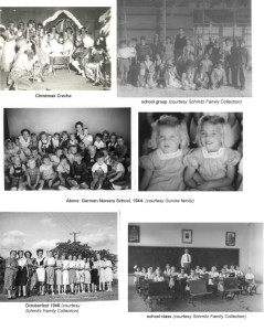 6 photos of various groups of internees (school groups, dancers, actors)