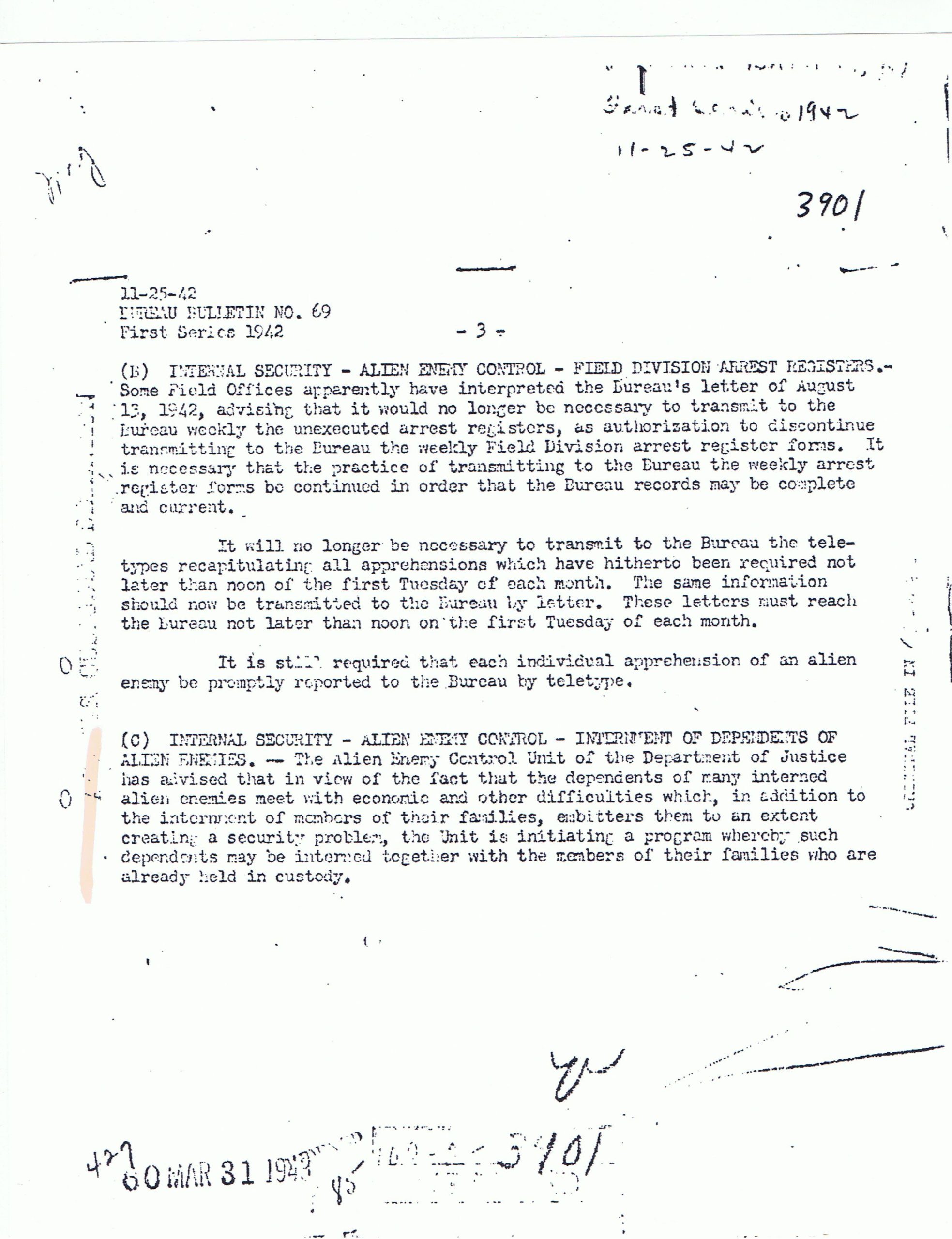 FBI Bulletin, 25 Nov 1942