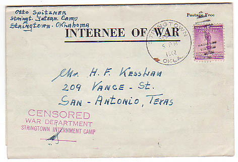 Internee of war envelope