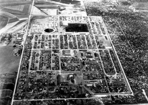 view of internment camp from the air