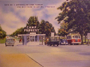 Camp Forrest entry gate and guard booth