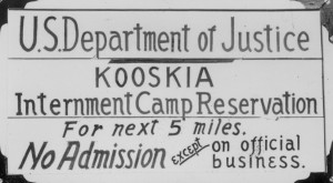 Kooskia Internment Camp sign