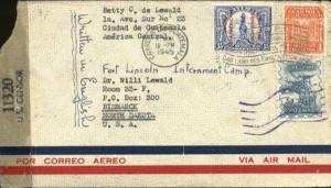 envelope of letter to Ft. Lincoln internee from Guatemala