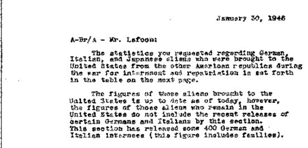 partial image, White to Lafoon memo, 1946