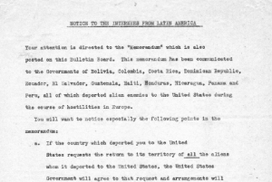 partial image of notice to latin American internees, 1946