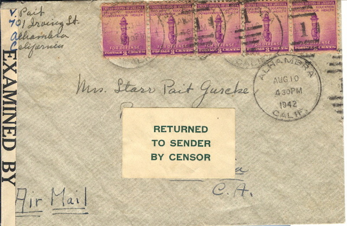 envelope returned by censor