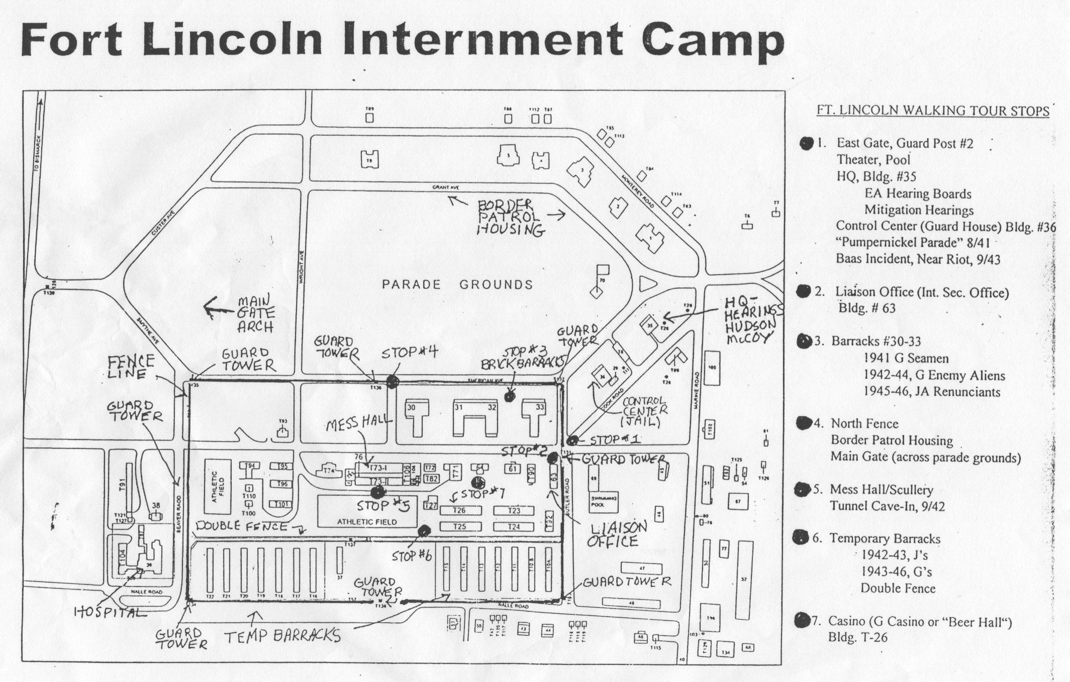 walking tour of Ft. Lincoln internment camp