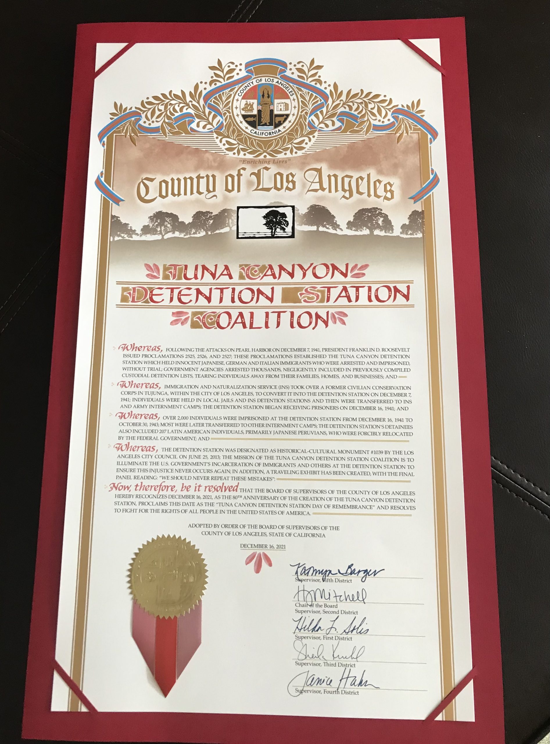 L.A. Co. TC proclamation